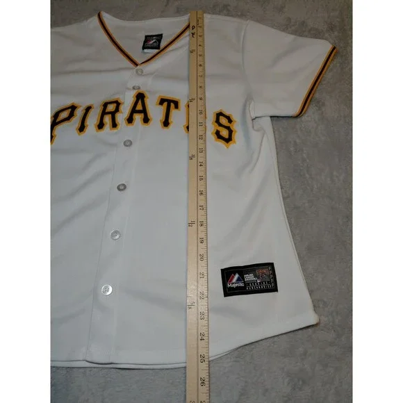 Authentic Majestic Pittsburgh Pirates Youth White Jersey Large - Genuine MLB - Picture 5 of 8